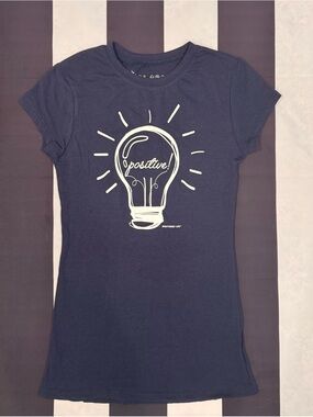 Splash Navy Blue Tee with Cream Lightbulb Graphic